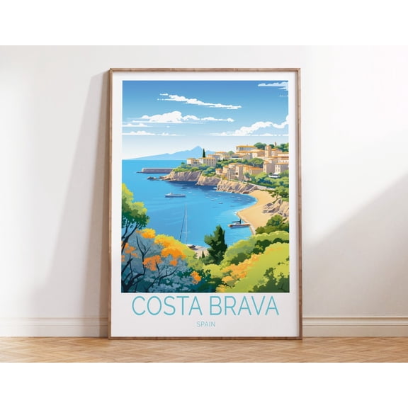 Costa Brava Spain Mediterranean Coast Wall Art, Unframed Paper Print Size 12x18