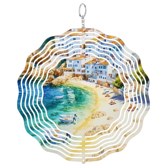 Costa Brava Spain Rugged Coast 3D Wind Spinner Stainless Steel Laser Cut Art Garden Decor Gift For Nature