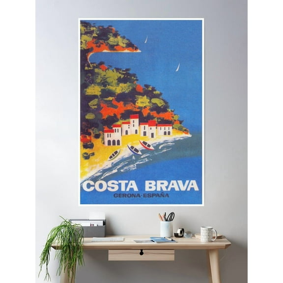 Costa Brava, Spain Vintage Travel Poster Poster Wall Art, Modern Wall Decor For Living Room Bedroom, 12x18 UNFRAMED