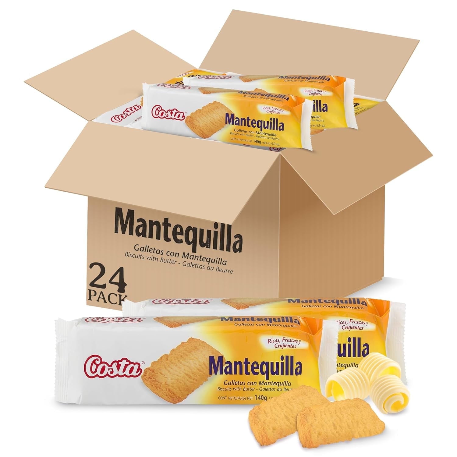 Costa Butter Cookies - Delicious Butter Biscuits, Bakery- 24 Snacks Packs (4.9oz Each)
