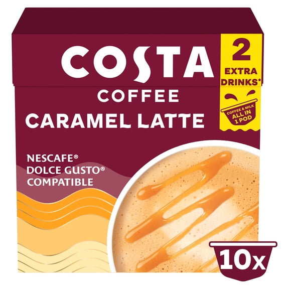 Costa Coffee Caramel Latte Pods 10 X 16G Imported from Britain