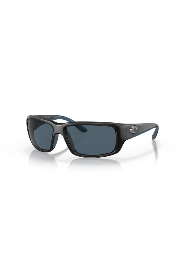 men's Fantail 580P Polarized Rectangular Sunglasses, Matte Black/Grey Polarized-580P, 59 mm