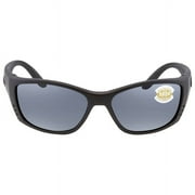 Costa Del Mar Mens Fisch Rectangular Sunglasses, Blackout/Grey Polarized-580P, 64 mm