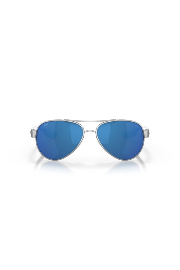 Women's Size 56 Polarized Loreto Aviator Sunglasses, Palladium/Blue Mirror 580P
