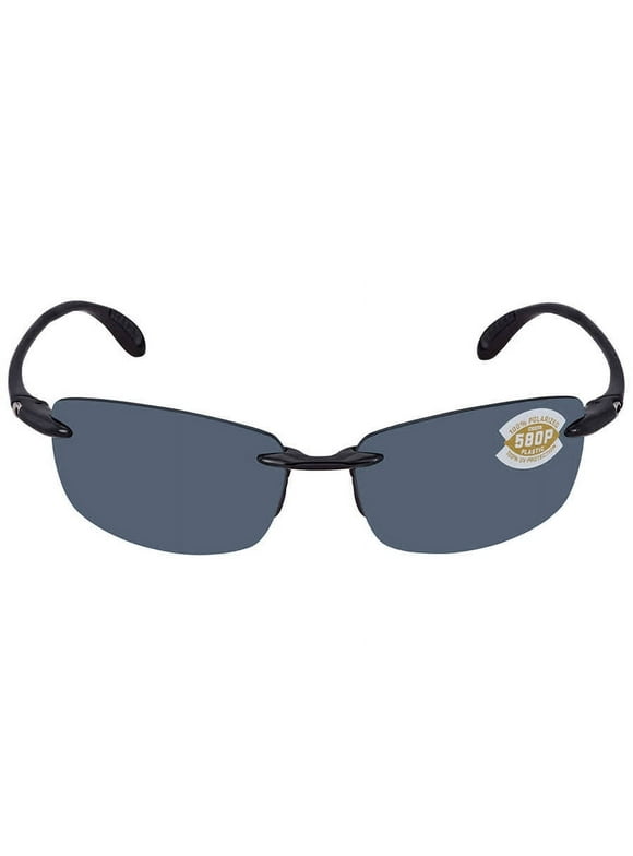 Costa Del Mar Men's Ballast Polarized Rectangular Sunglasses, Shiny Black/Grey Polarized-580P, 60 mm + 0