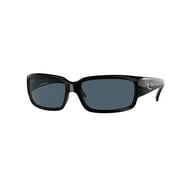 COSTA DEL MAR men's Caballito Polarized Rectangular Sunglasses, Shiny Black/Grey Polarized-580P, 59 mm