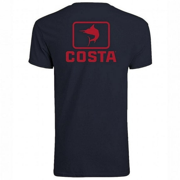Costa Del Mar Men's Emblem Marlin Short Sleeve Crewneck, Navy, M