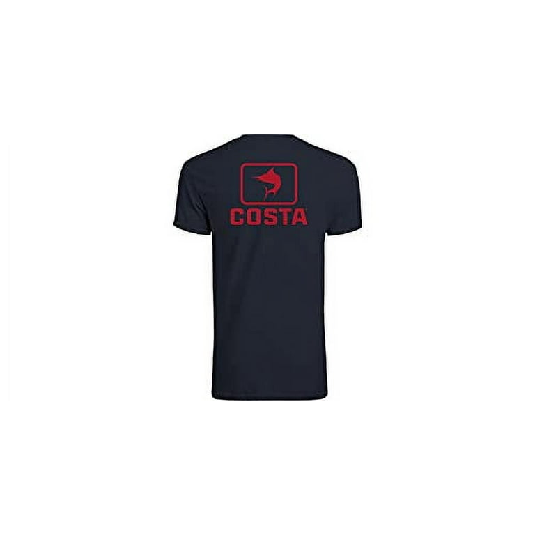 Costa Del Mar Men's Emblem Marlin Short Sleeve Crewneck, Navy, S - Main Image