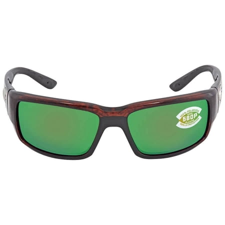 Costa Del Mar Sunglasses for Men - Fantail Mens Polarized Sunglasses, UV Protection for Fishing, Boating & Beach - Tortoise/Green Mirror 580P - Size 59