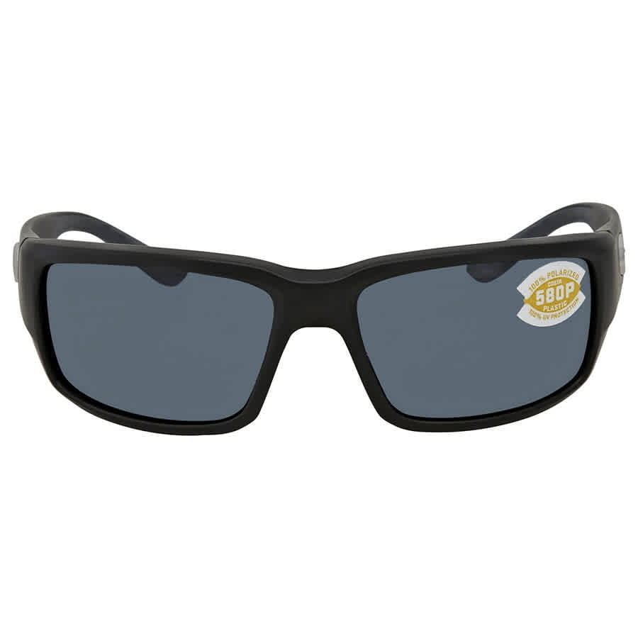 Costa Del Mar Men's Fantail Polarized Rectangular Sunglasses, Matte  Black/Grey Polarized-580P, 59 mm 