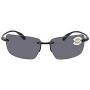 Costa Del Mar Men's Gulf Shore Polarized Rectangular Sunglasses, Shiny Black/Grey Polarized-580P, 66 mm