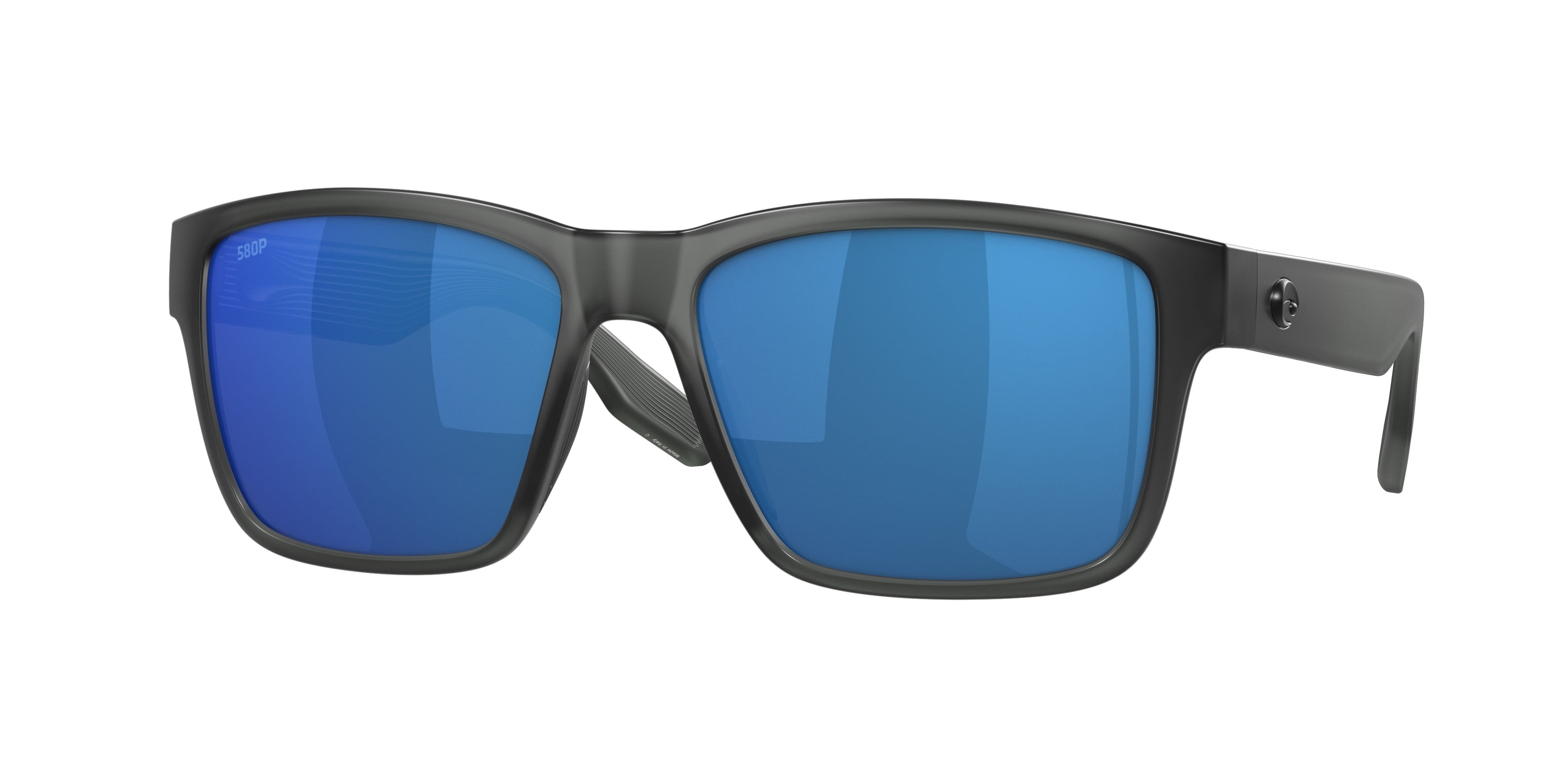 Costa Del Mar Men's Paunch Square Sunglasses, Matte Smoke Crystal/Polarized Blue Mirrored 580P, 57 mm