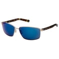 thumbnail image 1 of Costa Del Mar Men's Ponce Rectangular Sunglasses, Brushed Silver/Blue Mirrored Polarized 580P, 63 mm, 1 of 5
