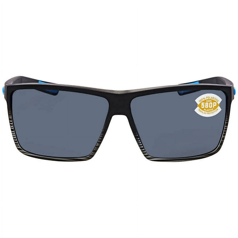 Costa Del Mar Men's Rincon Fishing and Watersports Polarized Rectangular  Sunglasses, Matte Smoke Crystal Fade/Grey Polarized-580P, 63 mm 