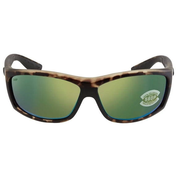 Costa Del Mar Men's Saltbreak Polarized Rectangular Sunglasses, Wetlands/Green Mirrored Polarized-580P, 65 mm