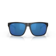 Costa Del Mar Mens Size 59 Polarized Spearo XL Rectangular Sunglasses, Matte Black/Blue Mirror 580P