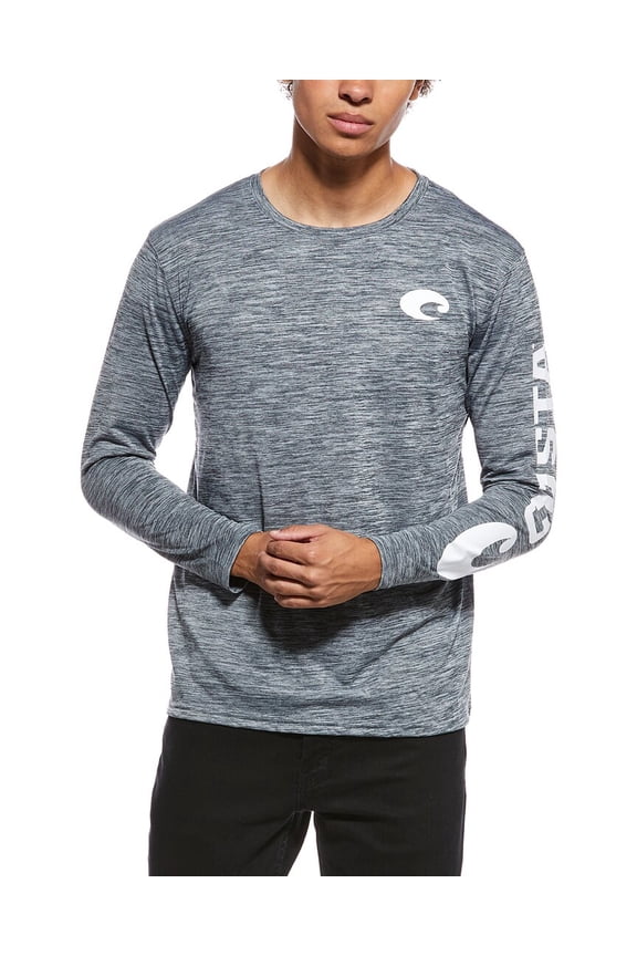 Del Mar Men's Tech Crew Performance Long Sleeve Shirt, Cationic Gray, Small
