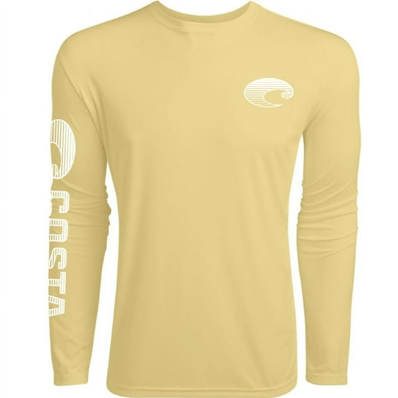Costa Del Mar Men's Tech Crew Performance Long Sleeve Shirt, Pale Yellow, XX-Large