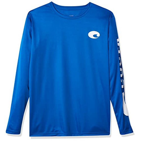 Costa Del Mar Men's Tech Crew Performance Long Sleeve Shirt, Royal Blue, Medium