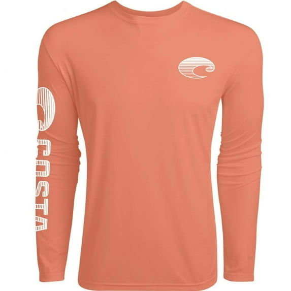 Costa Del Mar Men's Tech Crew Performance Long Sleeve Shirt, Salmon, Large