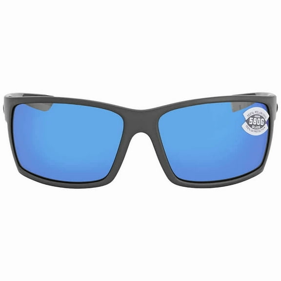 Costa Del Mar Mens Reefton Polarized Rectangular Sunglasses - Gray/Blue - 64 mm