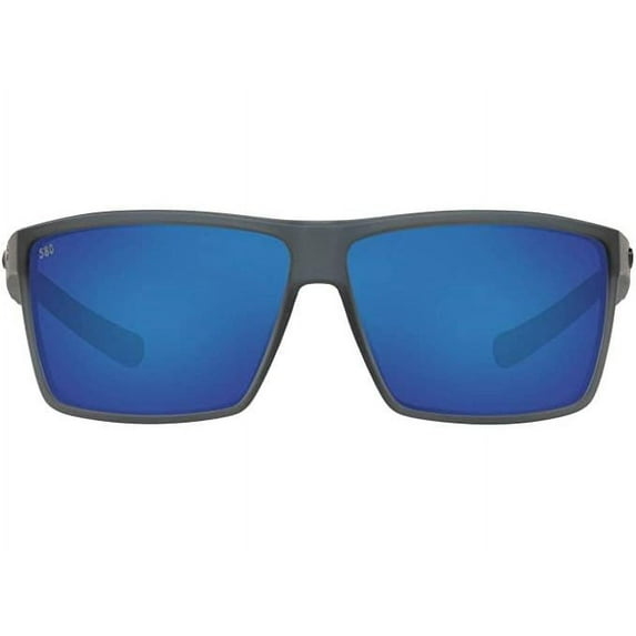 Costa Del Mar Mens Rincon Polarized Rectangular Sunglasses - Matte Smoke Crystal/Grey Blue Mirrored - 63 mm