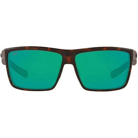 Costa Del Mar Mens Rinconcito Polarized Rectangular Sunglasses - Matte Tortoise/Green Mirrored - 60 mm