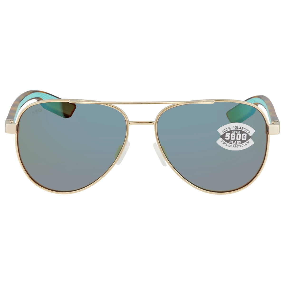 Costa Aviator Sunglasses with Teal Mirrored Lenses Costa Grand Catalina Matte Black Frame with Blue Mirror Lens  main image 3
