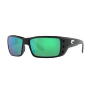 Costa Del Mar Sunglasses for Men - Permit Mens Polarized Sunglasses - Fishing, Boating & Beach UV Protection - Size 62 - Matte Black/Green Mirror 580G