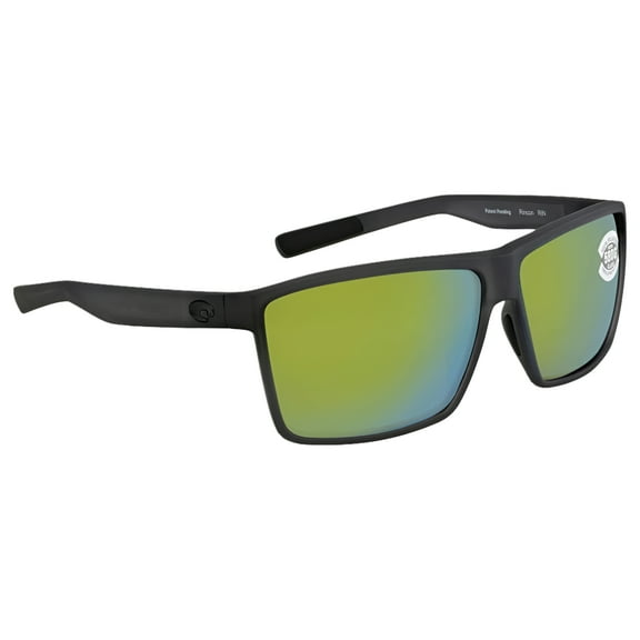 Costa Del Mar 06S9018-90180163 63 mm Mens Rincon Polarized Rectangular Sunglasses, Matte Smoke Crystal & Copper Green Mirrored