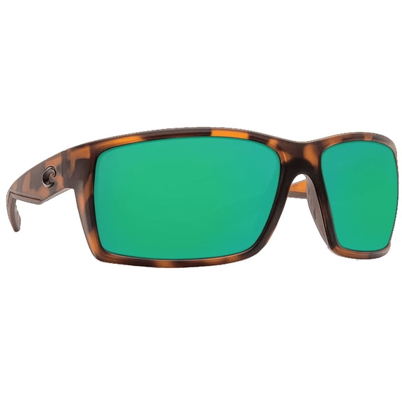 Costa Del Mar Men's Reefton Polarized Rectangular Sunglasses, Matte Retro Tort/Green Mirrored Polarized-580P, 64 mm