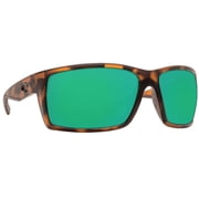 Costa Del Mar Mens Reefton Polarized Rectangular Sunglasses, Matte Retro Tort/Green Mirrored Polarized-580P, 64 mm