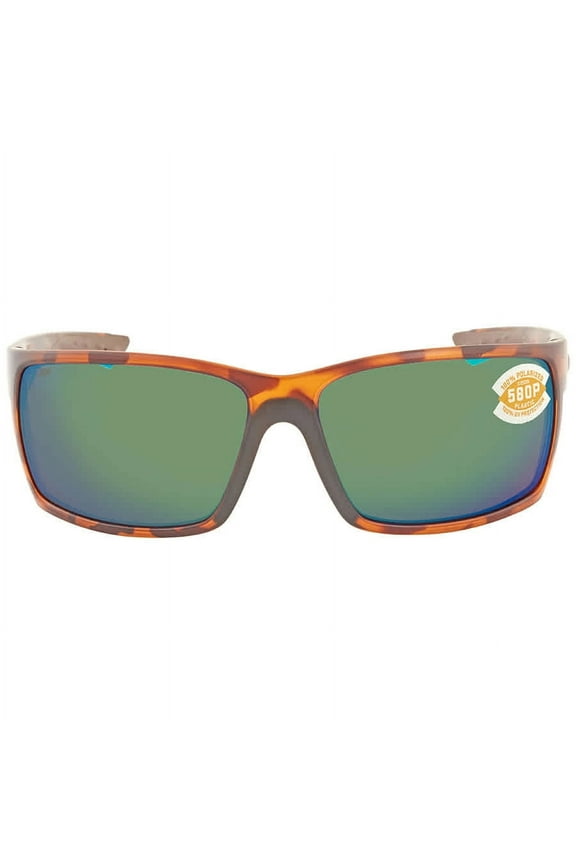 Men's Reefton Polarized Rectangular Sunglasses, Matte Retro Tort/Green Mirrored Polarized-580P, 64 mm