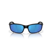 Costa Del Mar Sunglasses For Men Brine II Mens Polarized Sunglasses - Fishing, Boating & Beach UV Protection - Size 59 - Matte Black/Blue Mirror 580G
