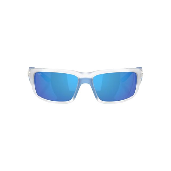 Costa Del Mar Sunglasses for Men - Fantail Mens Polarized Sunglasses, UV Protection for Fishing, Boating & Beach - Matte Clear/Blue Mirror 580G - Size 59