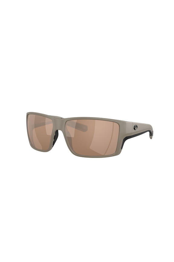 Sunglasses For Men - Reefton Pro Mens Polarized Sunglasses - Fishing, Boating & Beach UV Protection - Size 63 - Matte Sand/Copper Silver Mirror 580G
