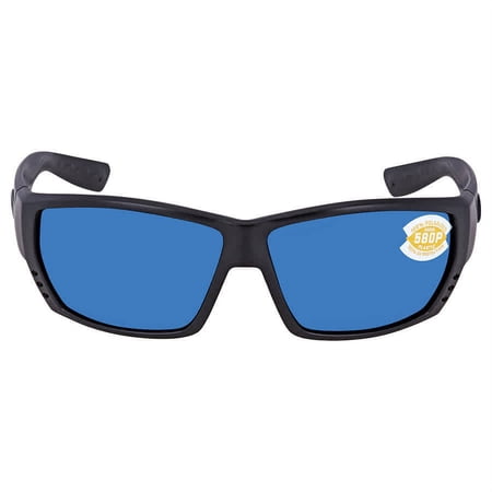 Costa Del Mar Sunglasses for Men - Tuna Alley Mens Polarized Sunglasses - Fishing, Boating & Beach UV Protection - Size 62 - Blackout/Blue Mirror 580P