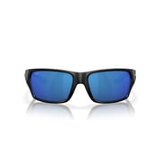 Costa Del Mar Mens Size 60 Polarized Tailfin Rectangular Sunglasses, Matte Black/Blue Mirror 580P