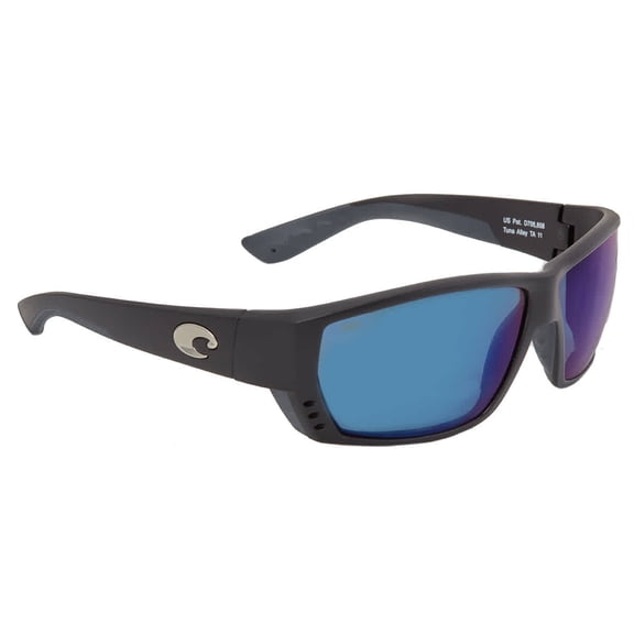 Costa Del Mar Tuna Alley Polarized Blue Mirror 580P Rectangular Men's Sunglasses TA 11 OBMP 2.50