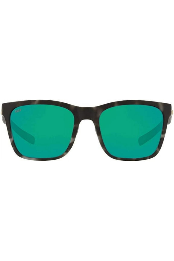 Womens Panga Polarized Square Sunglasses - Matte Grey Tortoise/Green Mirrored - 56 mm