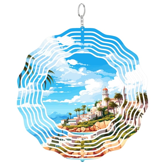 Costa Del Sol Spain Beach Sun 3D Wind Spinner Stainless Steel Hanging Decor Garden Art Andalusian Coast Gift