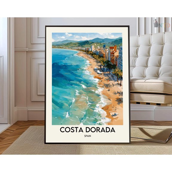 Costa Dorada Catalonia Spain Coastal Wall Art Travel Decor Print, Unframed Paper Poster 8x10in