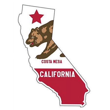 Costa Mesa California 4 Inch State Shape Vinyl Decal Sticker