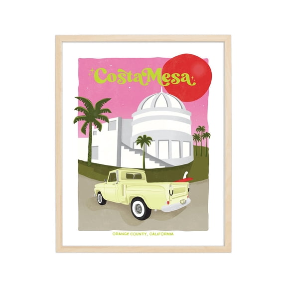 Costa Mesa Retro Travel Poster, California Vintage Wall Art Print, Vintage Truck Wall Art, Modern Wall Decor, 24x36 UNFRAMED