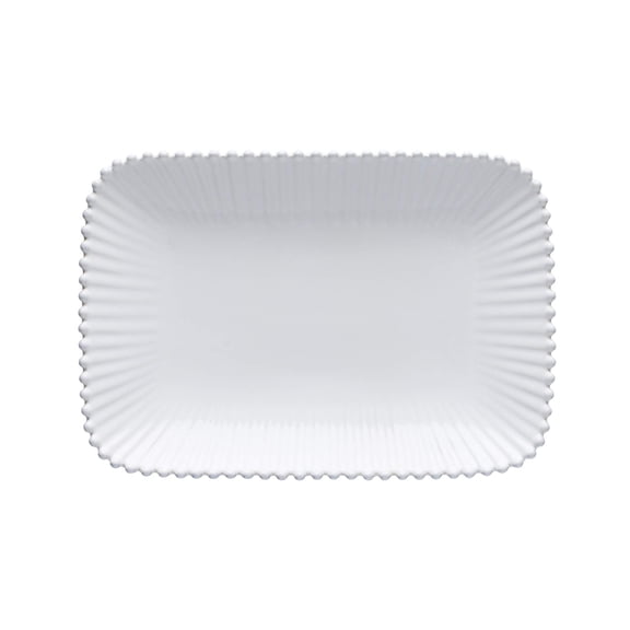 Costa Nova Ceramic Stoneware 12'' Rectangular Platter - Pearl Collection, White Microwave, Dishwasher, Oven & Freezer Safe Dinnerware Food Safe Glazing Restaurant Quality Serveware
