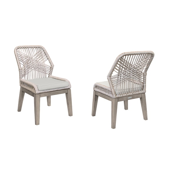 Costa Outdoor Dining Chairs in Grey Wood - Set of 2 - Armen Living