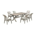 thumbnail image 1 of Costa Outdoor Patio 7-Piece Dining Table Set with Side Chairs in Grey Acacia Wood and Rope, 1 of 2