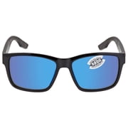 Costa Del Mar Sunglasses for Men - Paunch Mens Polarized Sunglasses - Fishing, Boating & Beach UV Protection - Size 57 - Black/Blue Mirror 580G