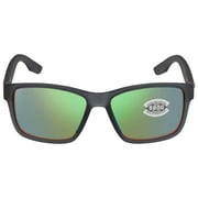 Costa Del Mar Sunglasses for Men - Paunch Mens Polarized Sunglasses - Fishing, Boating & Beach UV Protection - Size 57 - Matte Smoke Crystal/Green Mirror 580G