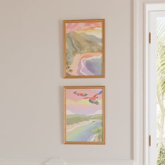 Costa Rica Art Print Tropical Beach & Jungle Set 2 Unframed Paper Print 8x12